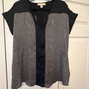 Michael Kors Black and White Chevron Blouse
